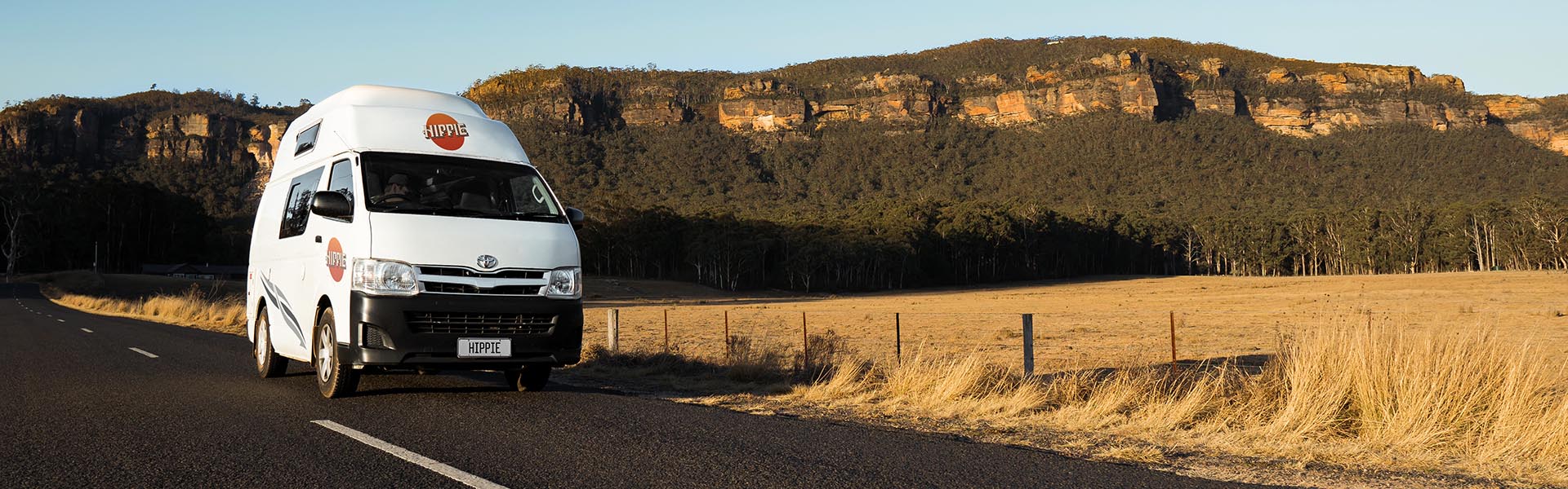 Hippie Endeavour Campervan in the Australian landscape